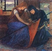 unknow artist Lady Affixing pennant to a knight-s spear France oil painting reproduction